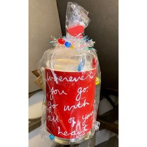 Sandra Magsamen 60 Hour Candle RED Etched Wording Pillar Candle New